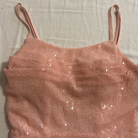 Baby pink full sequin POMUYOO dress size 2 - Picture 3 of 6